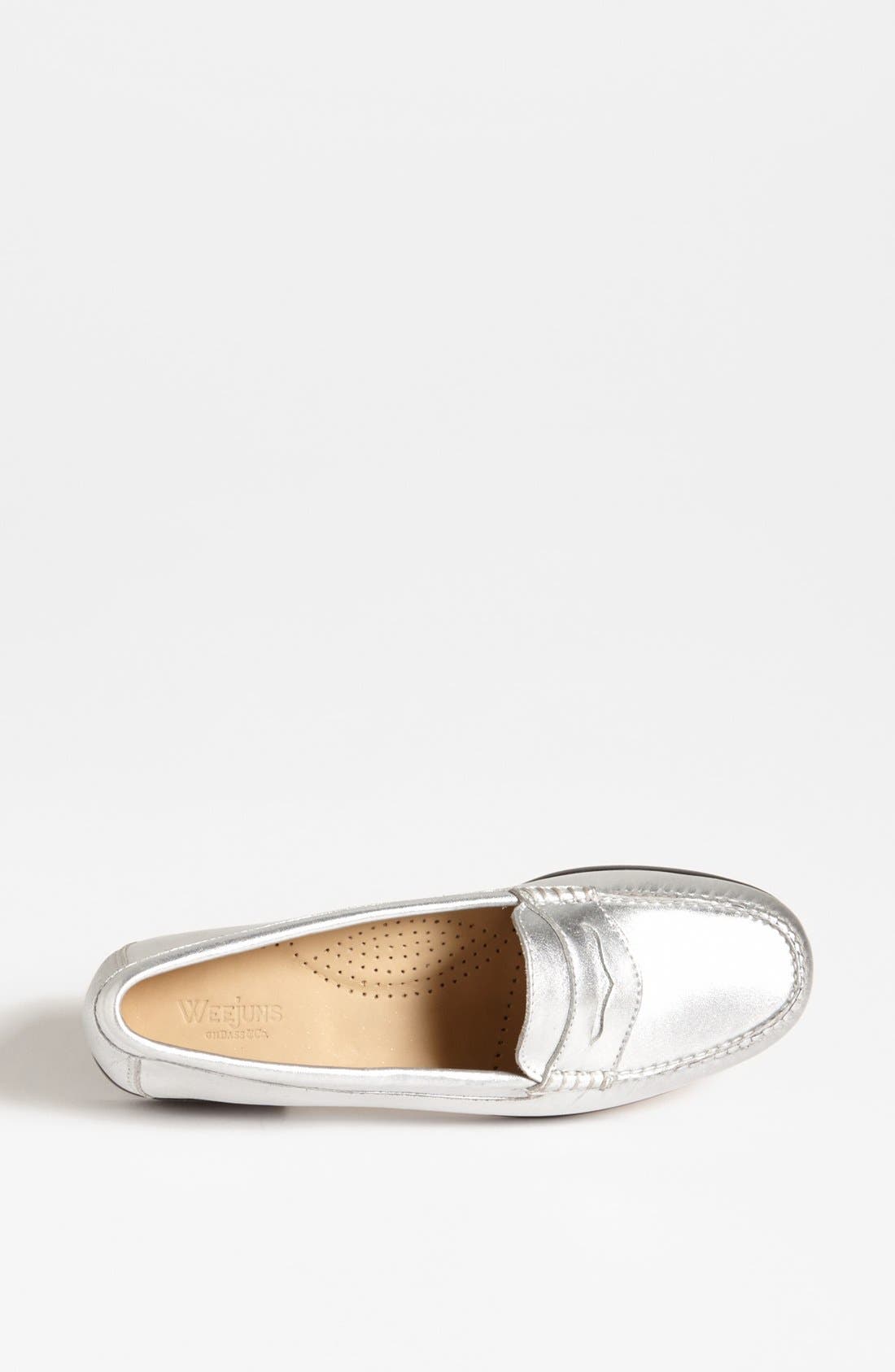 Metallic Leather Loafer Flat, Alternate, color, SILVER