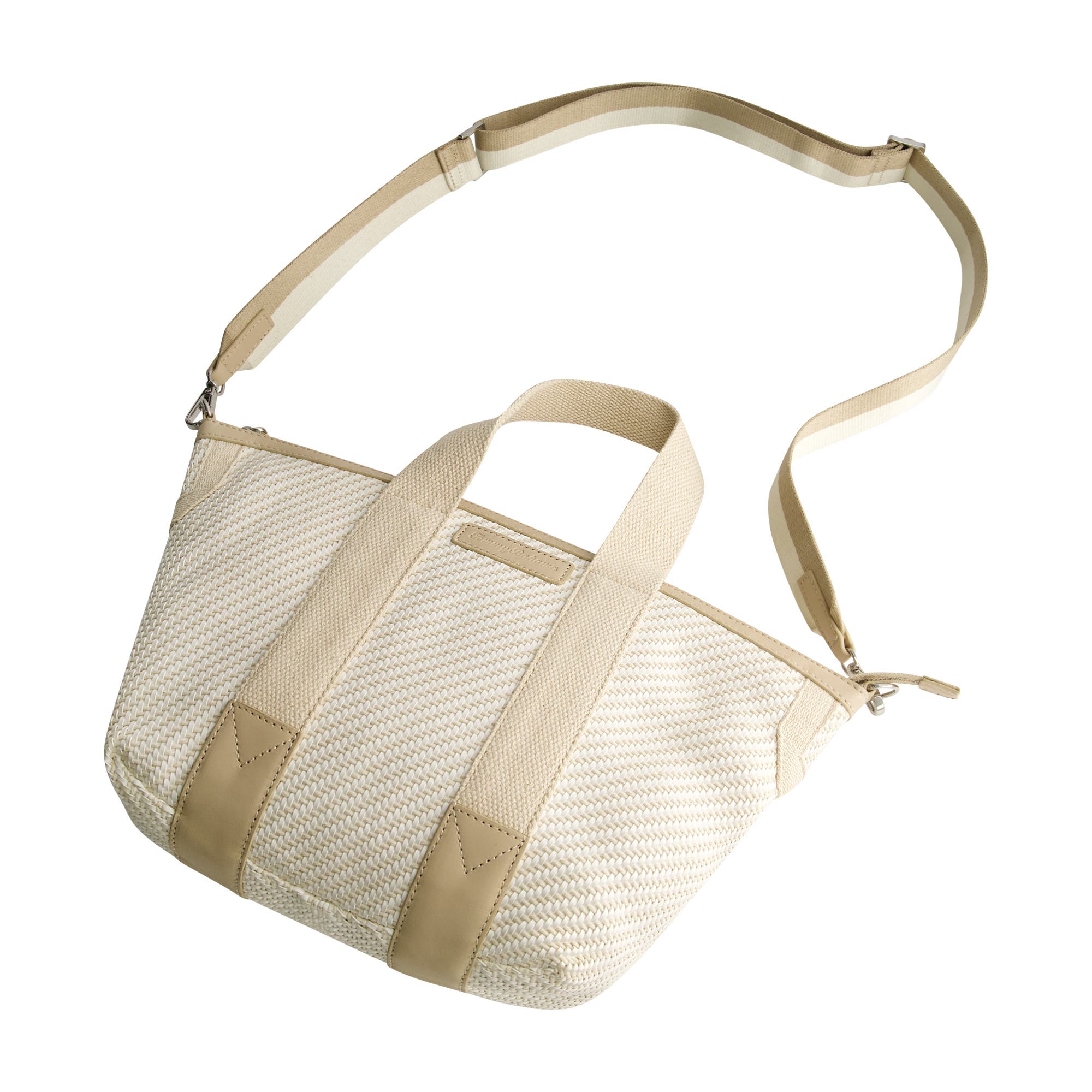 Tommy Bahama Soft Woven Zip-Top Tote, Alternate, color, Tan/White