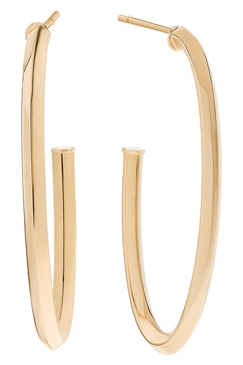 14K Gold Thin Oval Hoop Earrings, Main, color, YELLOW