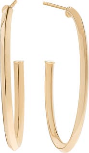 LANA 14K Gold Thin Oval Hoop Earrings