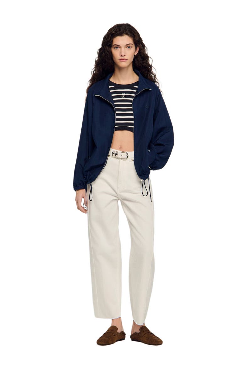 Embroidered collar oversized jacket, Alternate, color, Navy blue