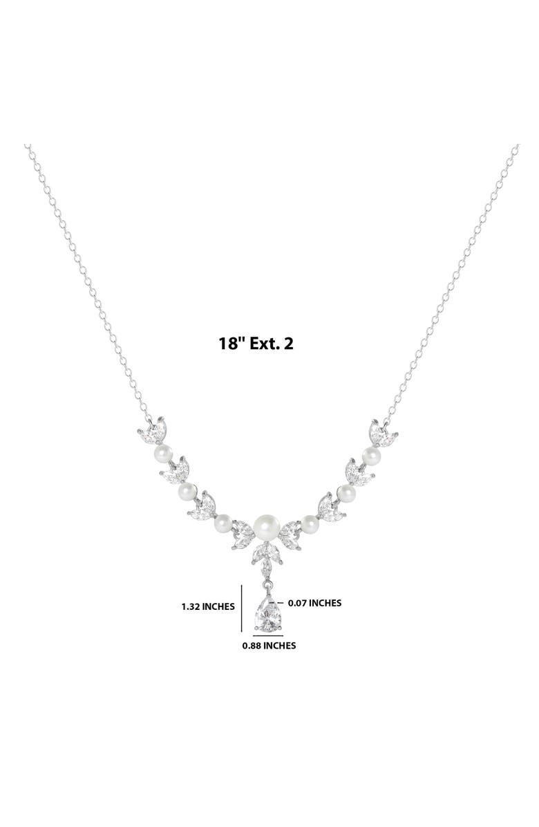 Jessica Simpson Pearl & Crystal Drop Necklace, Alternate, color, Silver