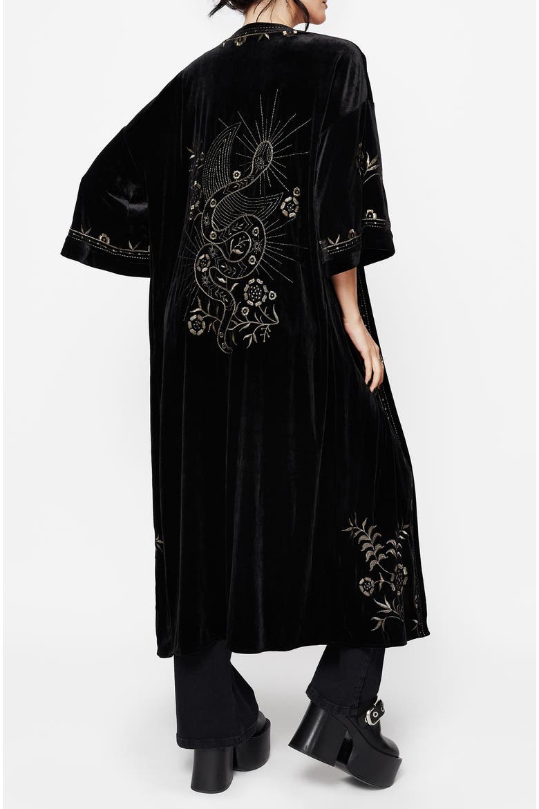 Kobra Velvet Snake Longline Robe, Alternate, color, Black