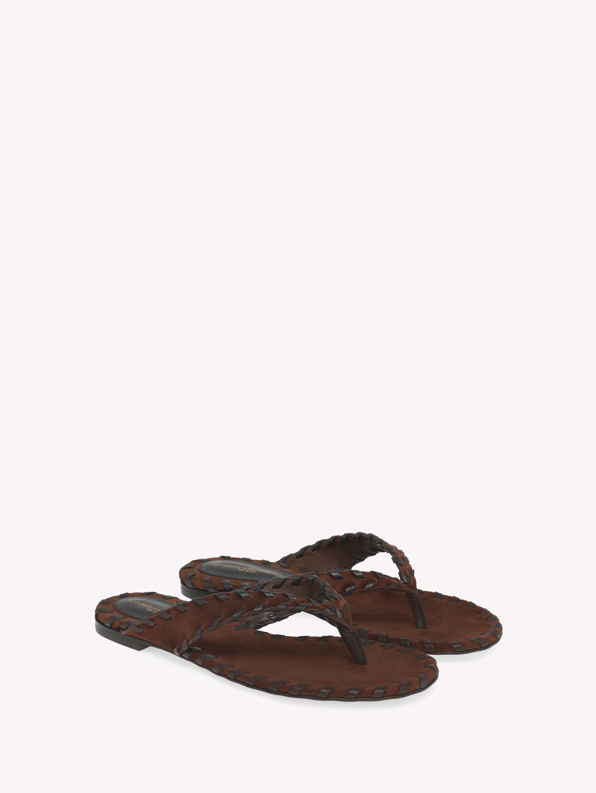 Gianvito Rossi Zaira Thong Flat Sandal, Alternate, color, Brown Suede
