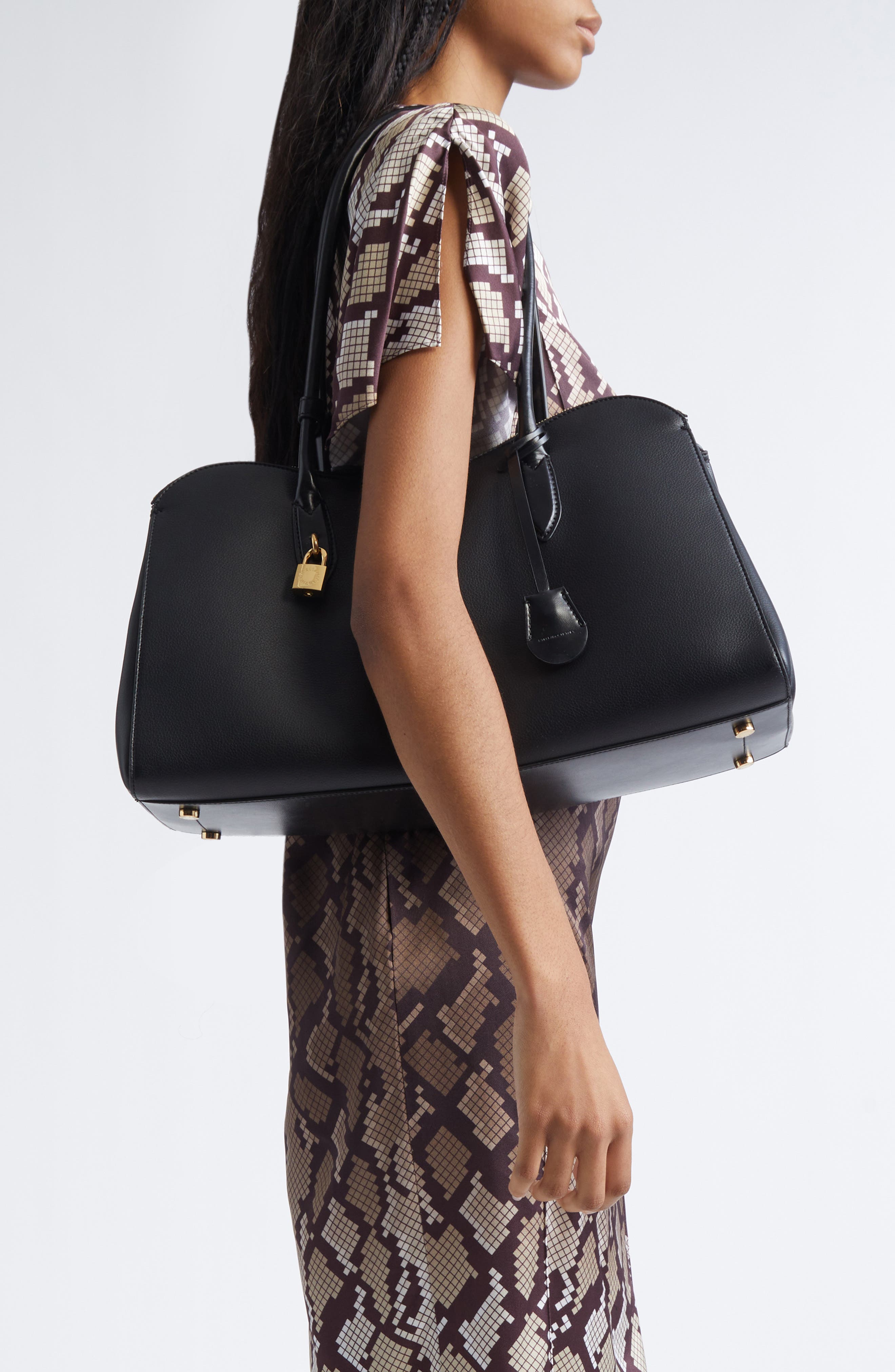 Stella McCartney Ryder Embossed Grain Faux Leather Tote, Alternate, color, Black