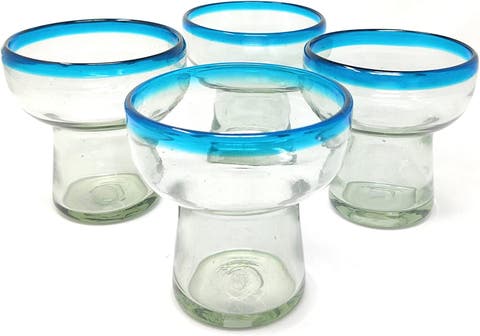 Hand Blown Stemless Margarita Glasses - Set of 4