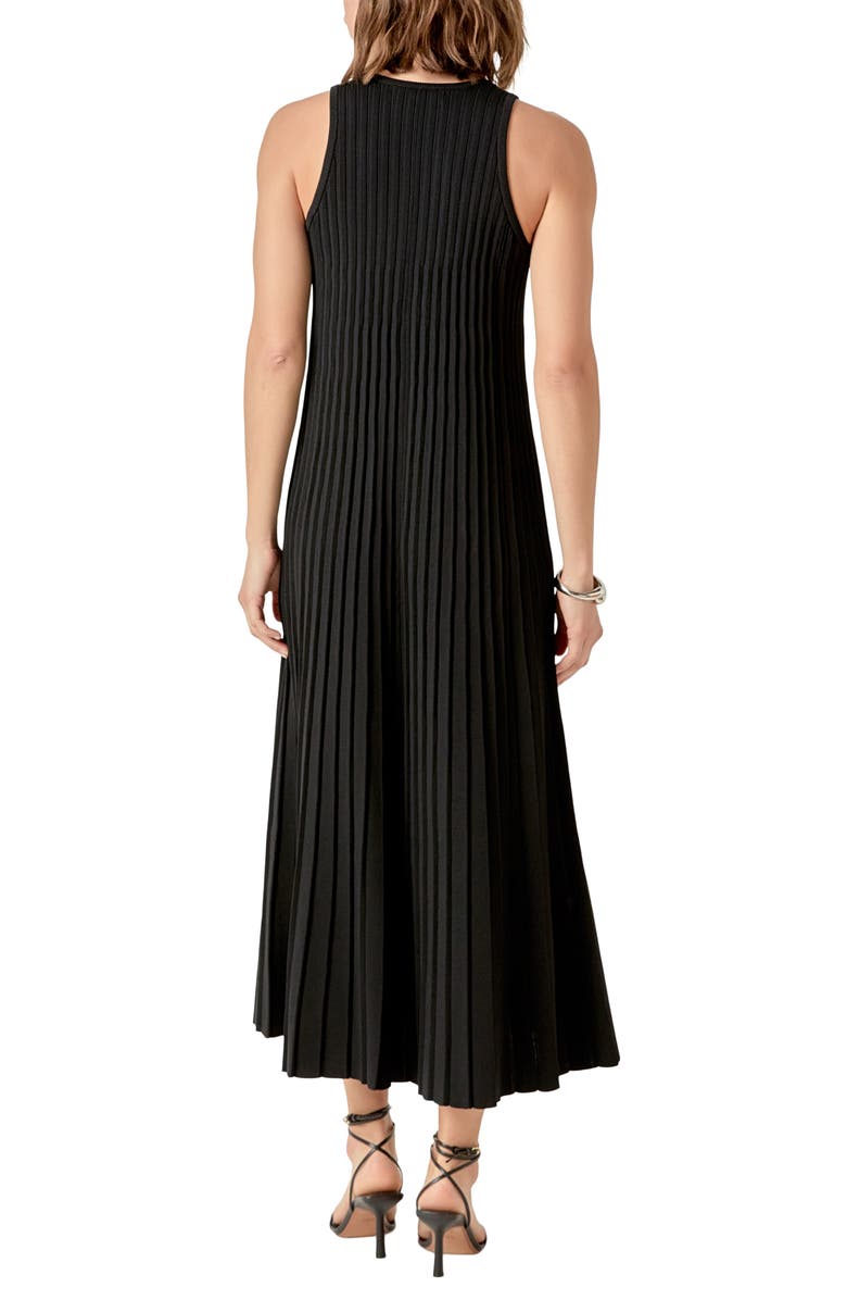 English Factory Pleated Knit Sleeveless Maxi Dress, Alternate, color, Black