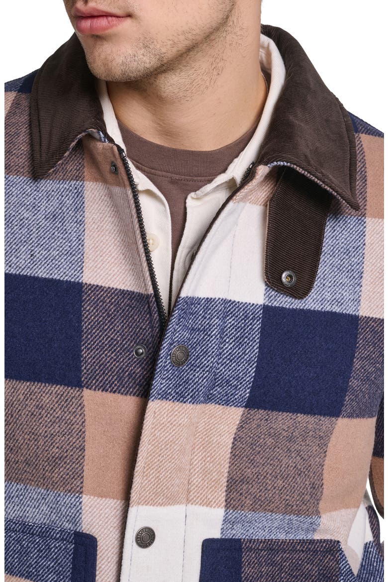 Corduroy Collar Barn Jacket, Alternate, color, TAN/ NAVY PLAID