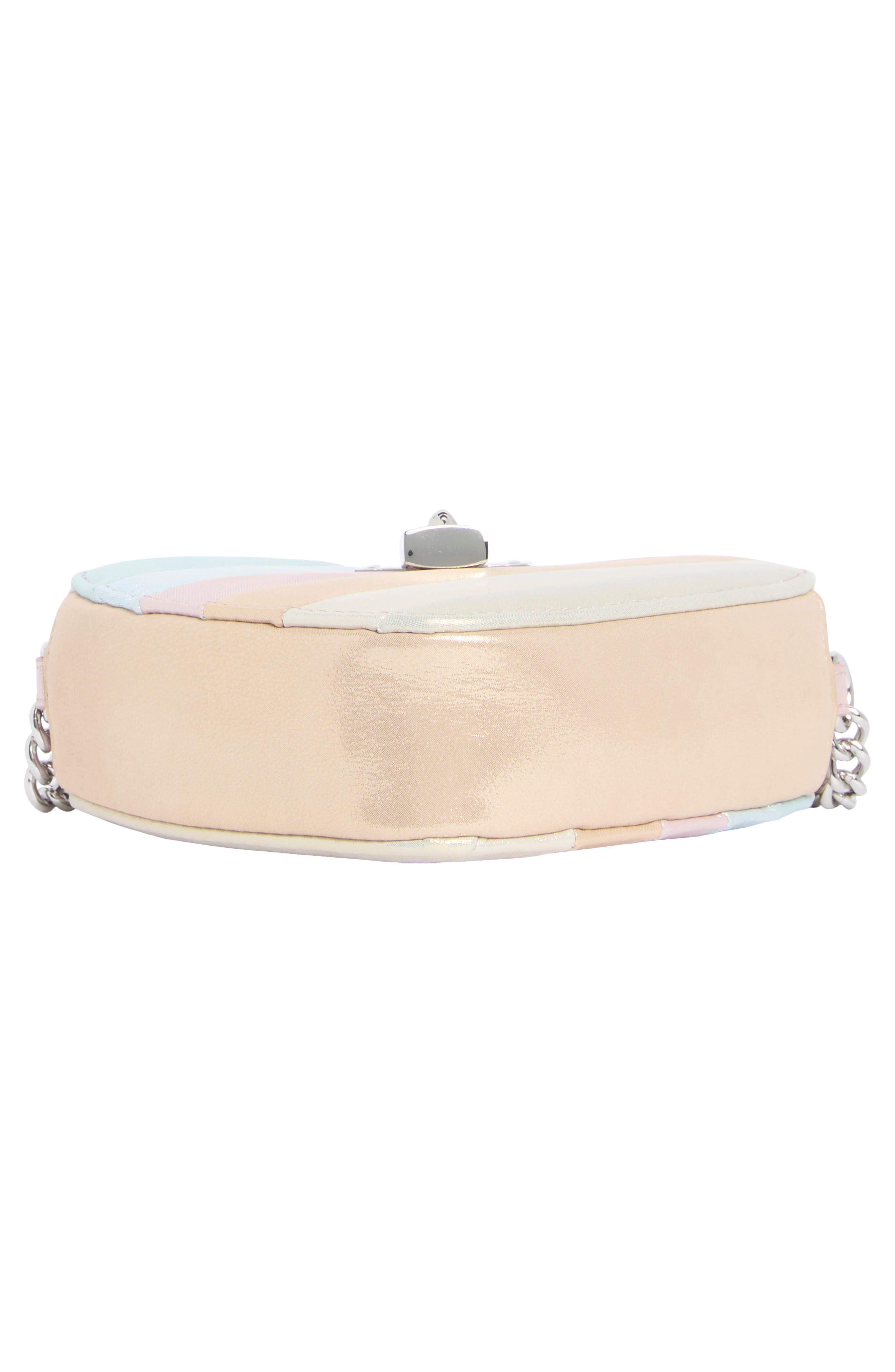 Kurt Geiger London Large Brixton Heart Metallic Leather Crossbody Bag, Alternate, color, Metal Comb