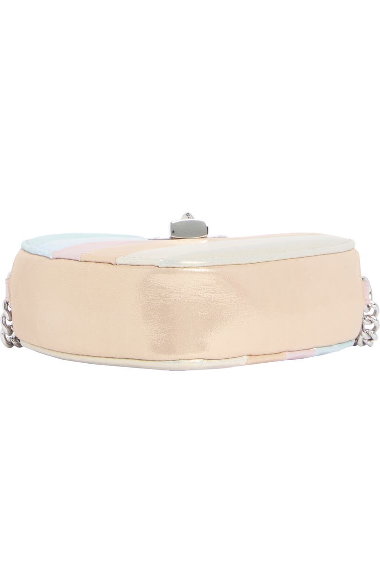 Kurt Geiger London Large Brixton Heart Metallic Leather Crossbody Bag, Alternate, color, Metal Comb