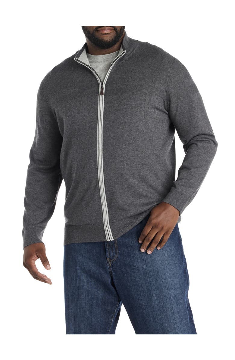 Nautica Big
Tall Mockneck Zip-Front Sweater, Alternate, color, Charcoal Heather
