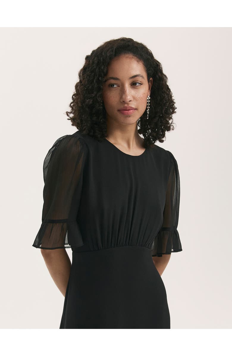 Finery London Jennifer Short Sleeve Chiffon Midi Dress, Alternate, color, Black