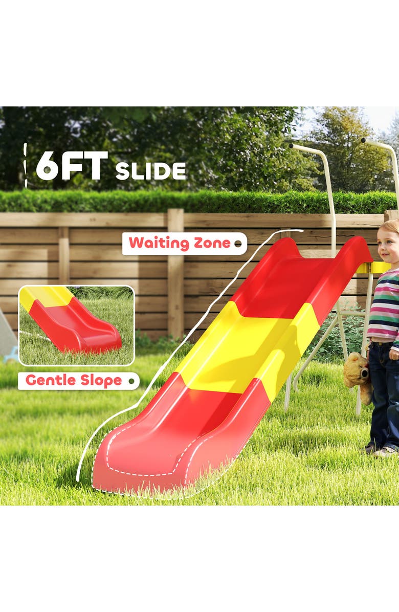 Qaba 6ft Kids Slide with Climbing Ladder, Platform, Indoor/Outdoor Use, Alternate, color, Red