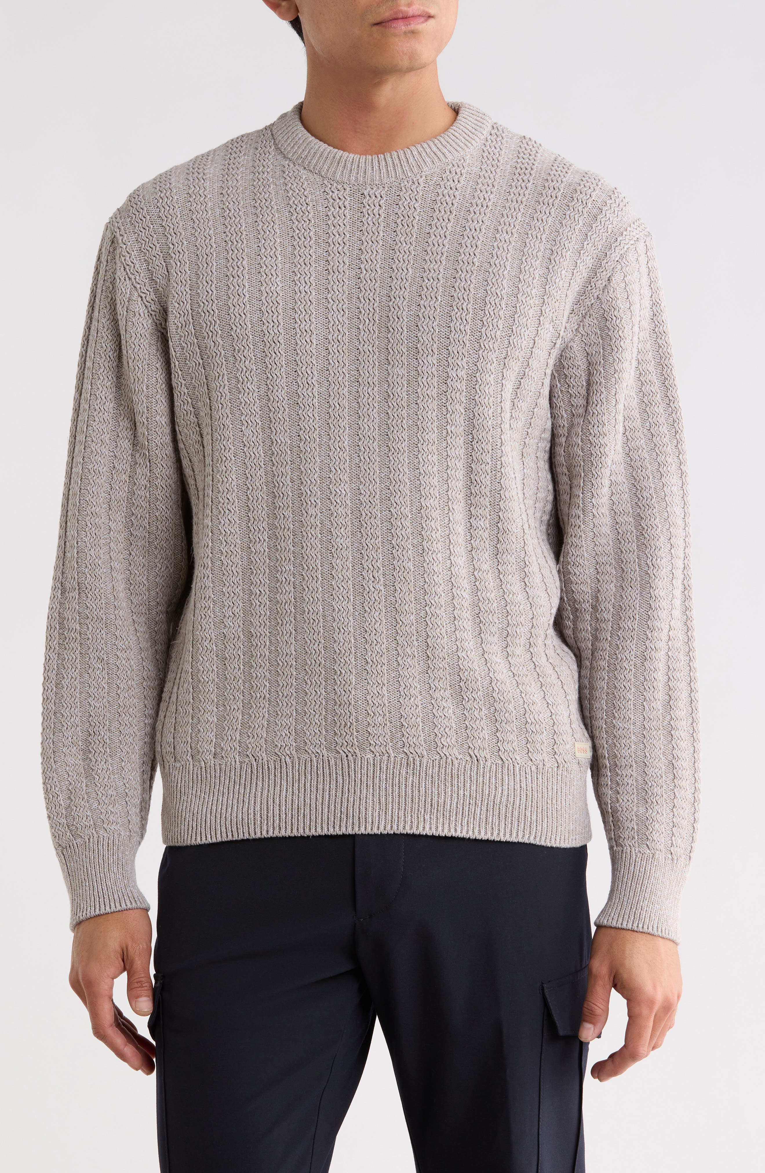 Arakingo Vertical Rib Crewneck Sweater
