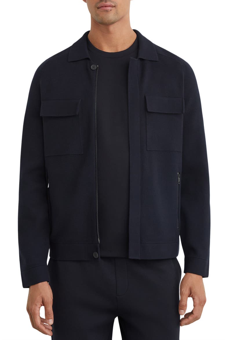 Fleetwood Full Zip Knitted Jacket, Main, color, NAVY