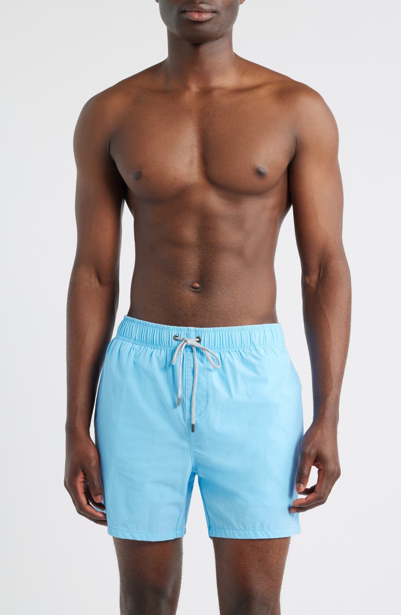 Vintage Summer Vintage Wash Water Repellent Stretch Volley Swim Trunks, Main, color, Blue