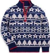 Mini Boden Kids' Fair Isle Half Zip Sweater