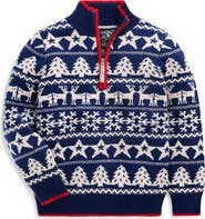 Mini Boden Kids' Fair Isle Half Zip Sweater