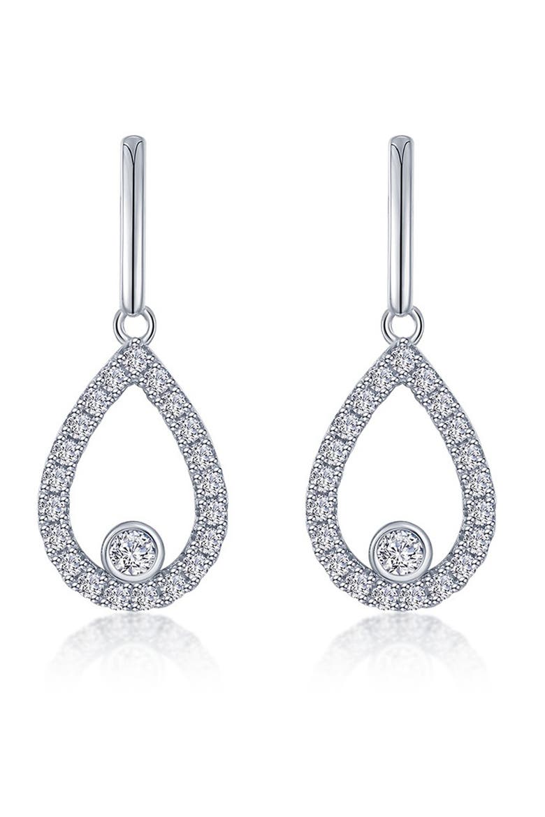 Simulated Diamond Pear Drop Earrings, Main, color, SILVER