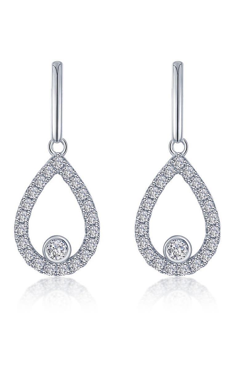 Lafonn Simulated Diamond Pear Drop Earrings, Main, color, Silver