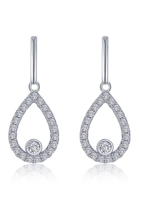 Simulated Diamond Pear Drop Earrings