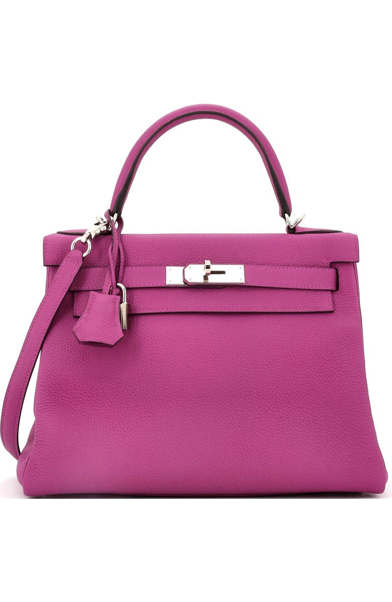 Pre-Owned Hermes Kelly Handbag Pink Togo with Palladium Hardware 28, Main, color, Rose Pourpre