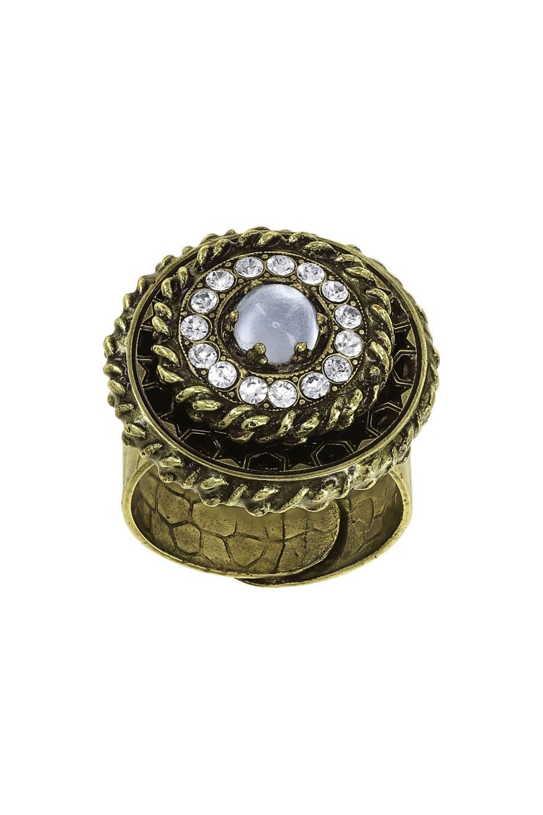 Lost and Found Halo Medallion Ring, Main, color, Brass / Antique Brass