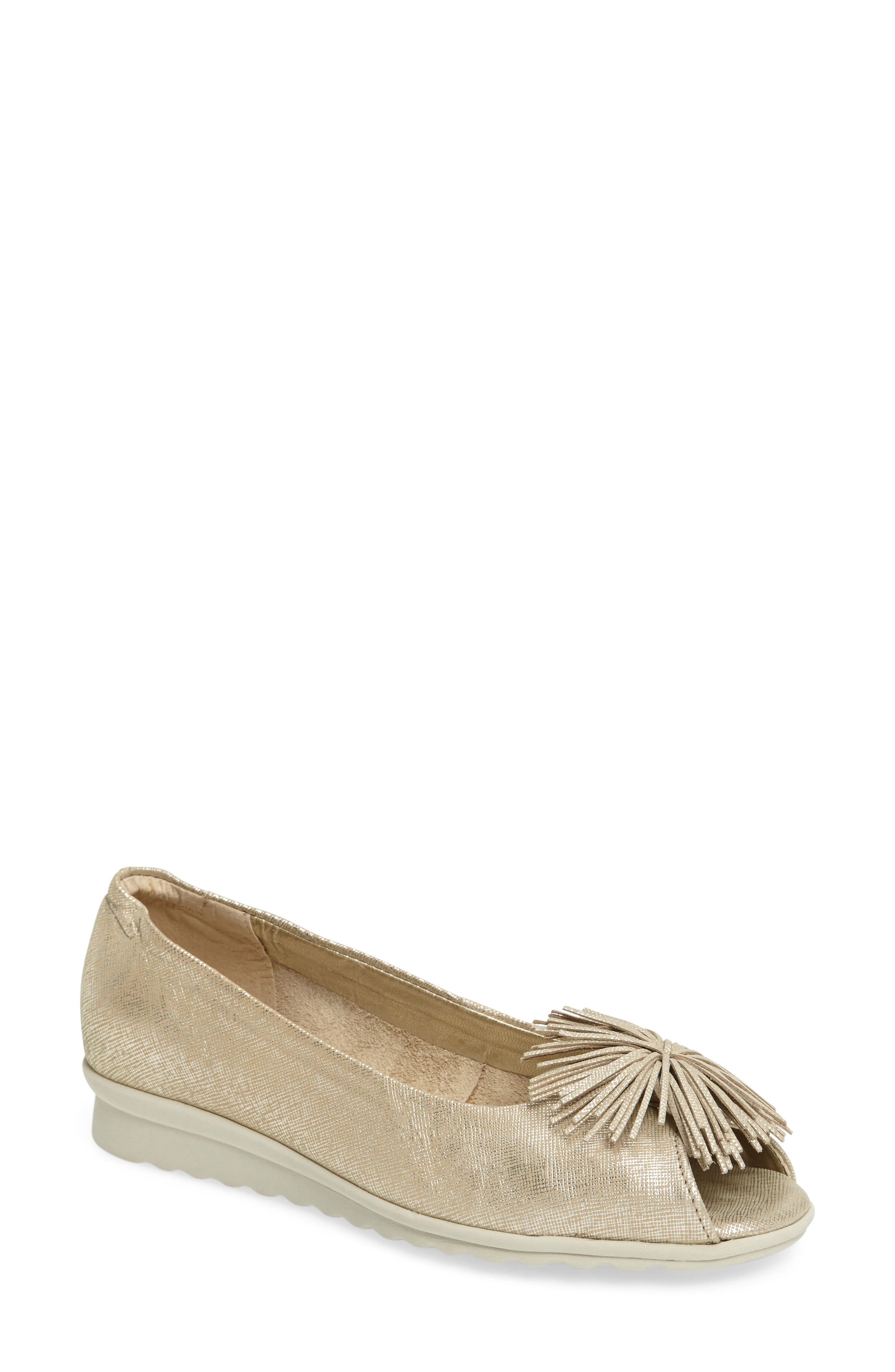 Boco Loco Peeptoe Flat, Main, color, PLATINO LEATHER