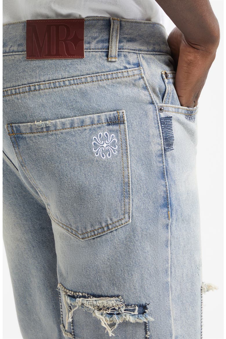 Texoma Distressed Patchwork Flare Leg Jeans, Alternate, color, LIGHT BLUE WASH
