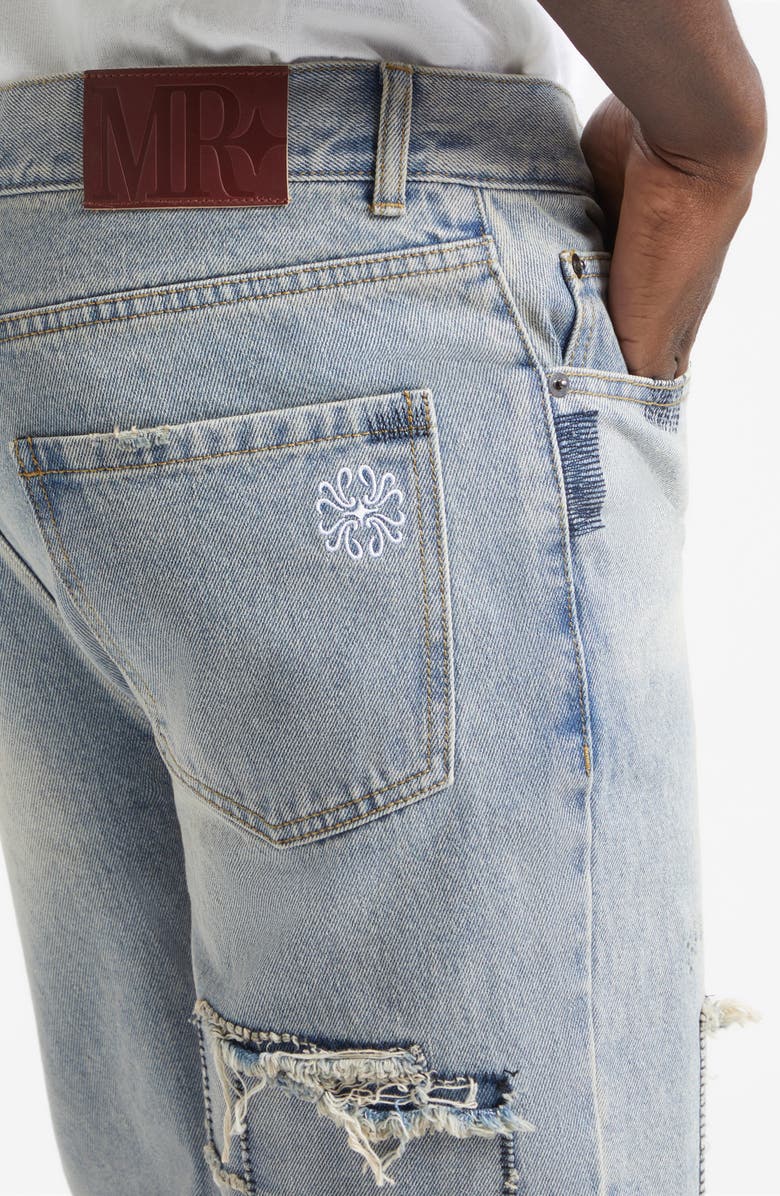 MIDNIGHT RODEO Texoma Distressed Patchwork Flare Leg Jeans, Alternate, color, Light Blue Wash