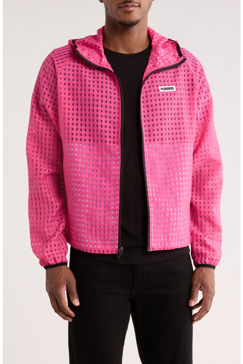 System Plaid Hooded Jacket, Main, color, PINK