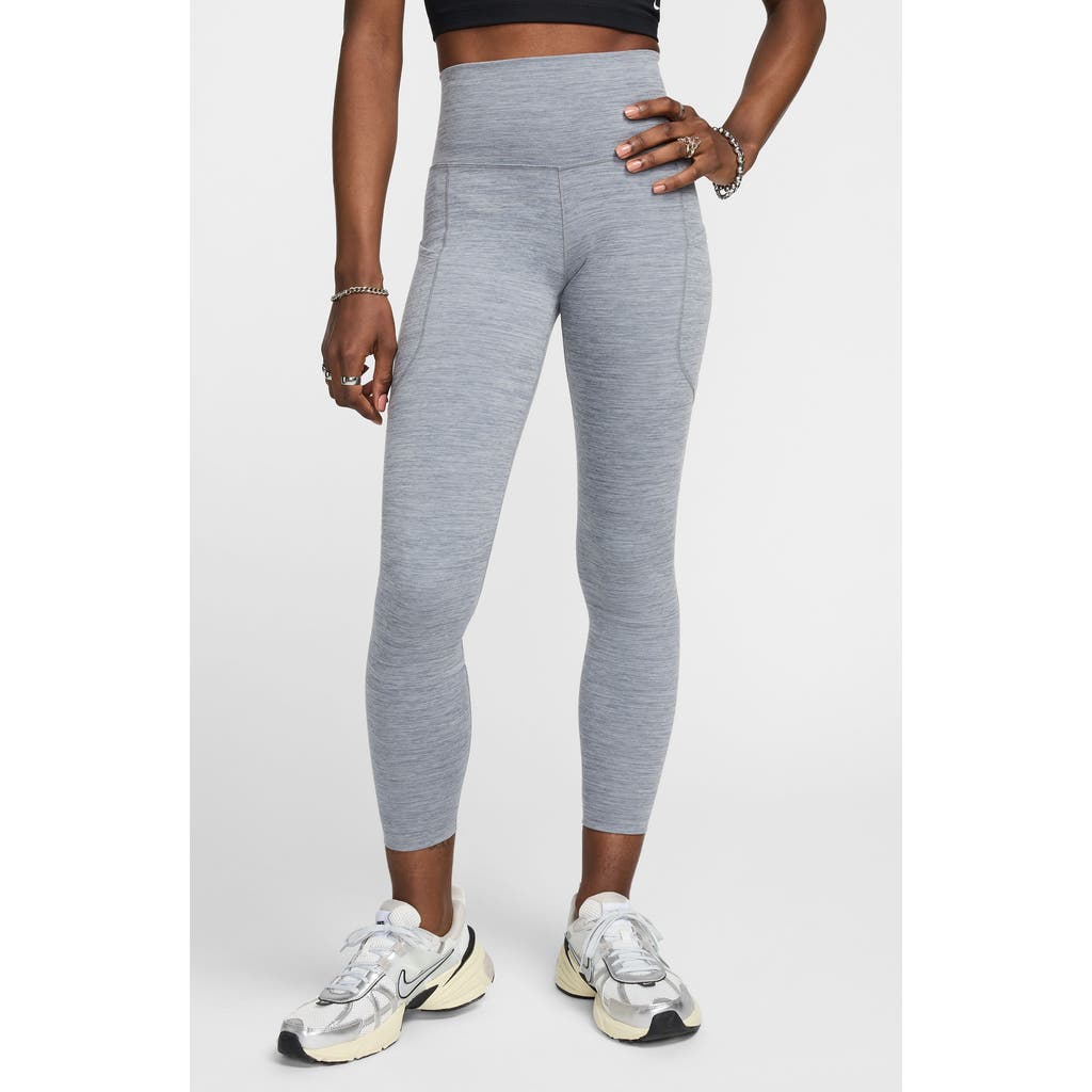 Nike Women's One High-waisted 7/8 Leggings With Pockets In Smoke Grey/black