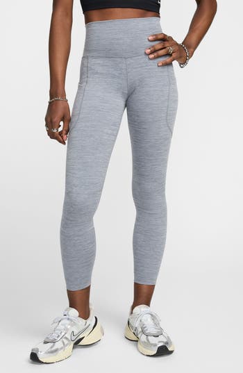 Nike Women's One High-waisted 7/8 Leggings With Pockets In Smoke Grey/black