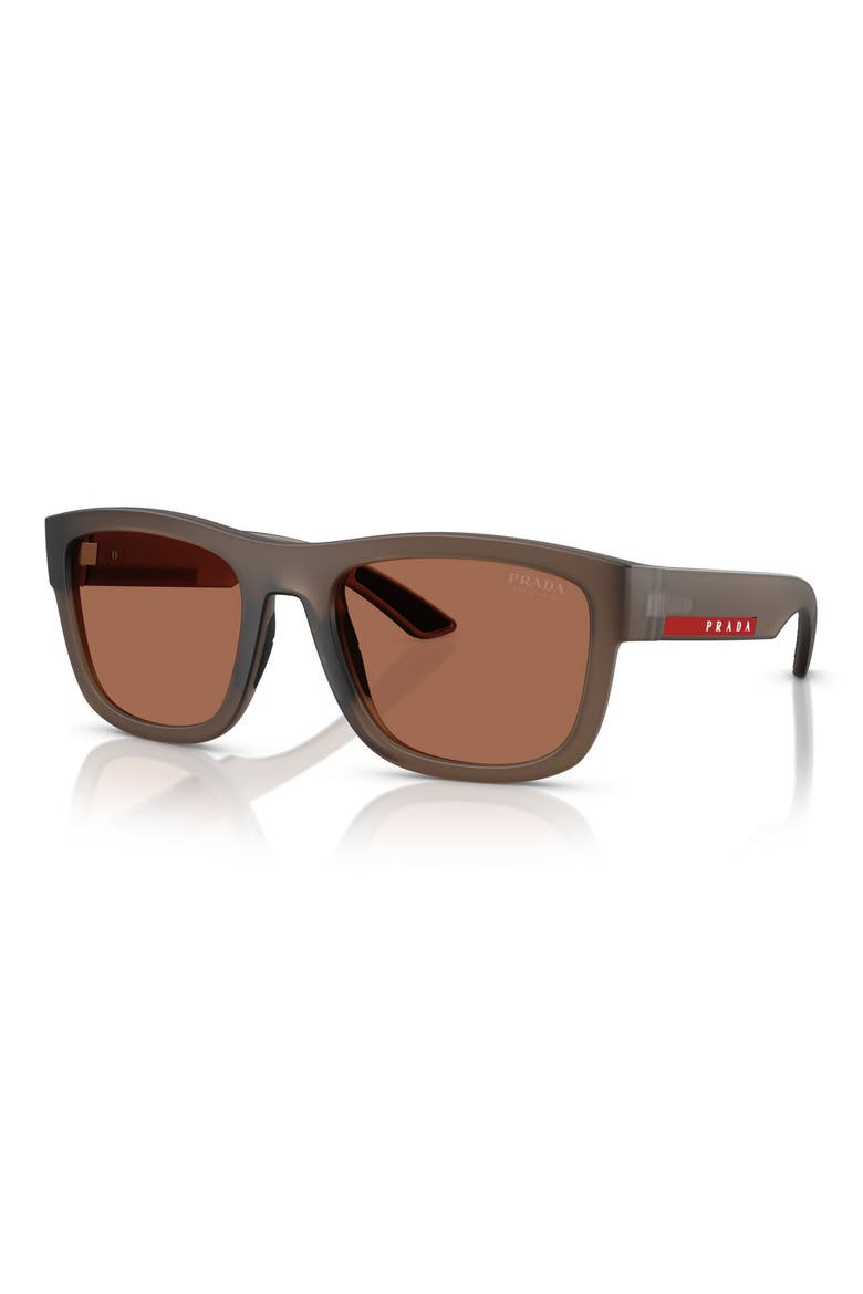 56mm Pillow Sunglasses, Alternate, color, TRANSPARENT BROWN / BROWN