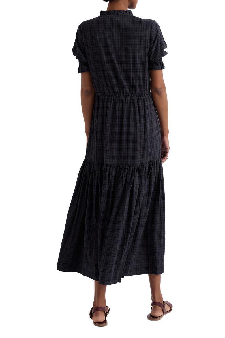 Feather Star Puff Sleeve Tiered Organic Cotton Blend Dress, Alternate, color, INKWELL