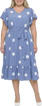 Standards & Practices Polka Dot Belted Midi Dress