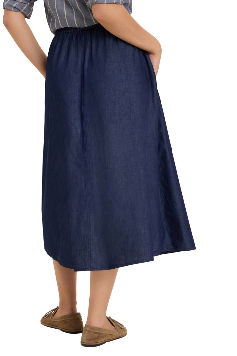 Drapey Denim Cargo Skirt, Alternate, color, DARK WASH