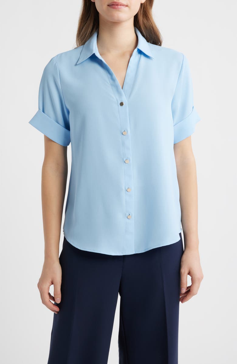 AK ANNE KLEIN Crepe Shirt, Main, color, 