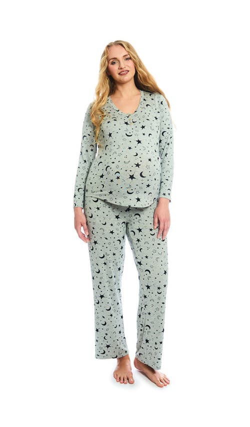 Everly Grey Laina Jersey Long Sleeve Maternity/nursing Pajamas
