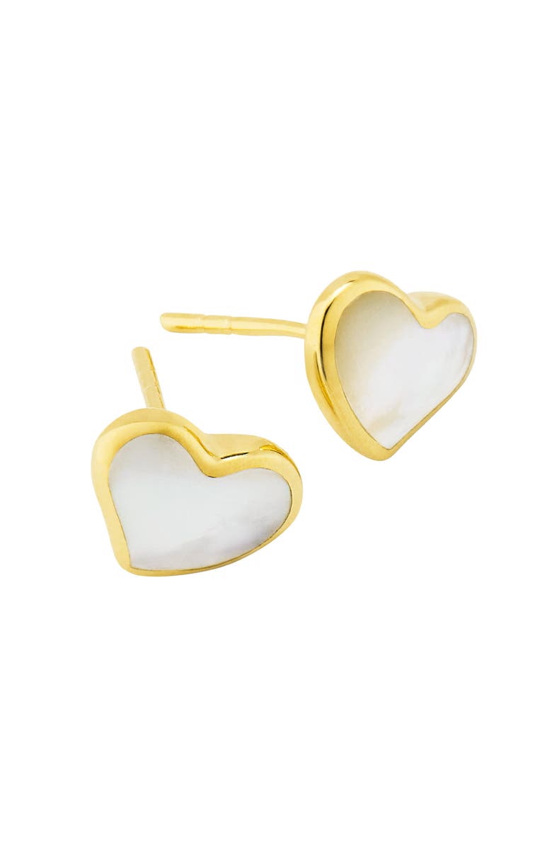 Jan Leslie Heart Stud Earring Set In Sterling With 18K Gold Overlay, Alternate, color, White