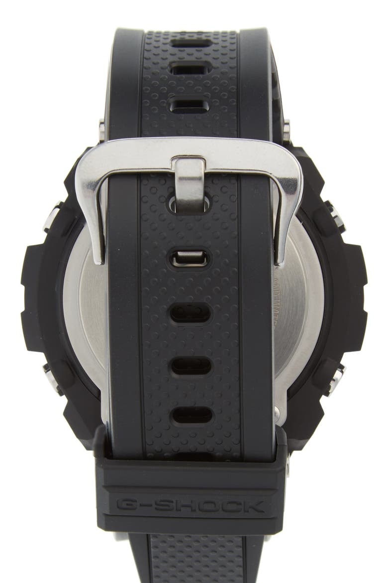 'G-Steel' Ana-Digi Resin Strap Watch, 59mm x 52mm, Alternate, color, BLACK