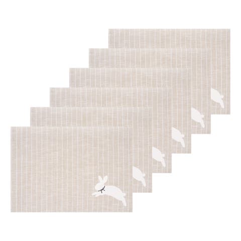 White Bunny Hop Stripe Placemats Set of 6, 14" x 20"