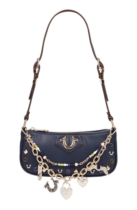 Studded Chain Faux Leather Shoulder Bag