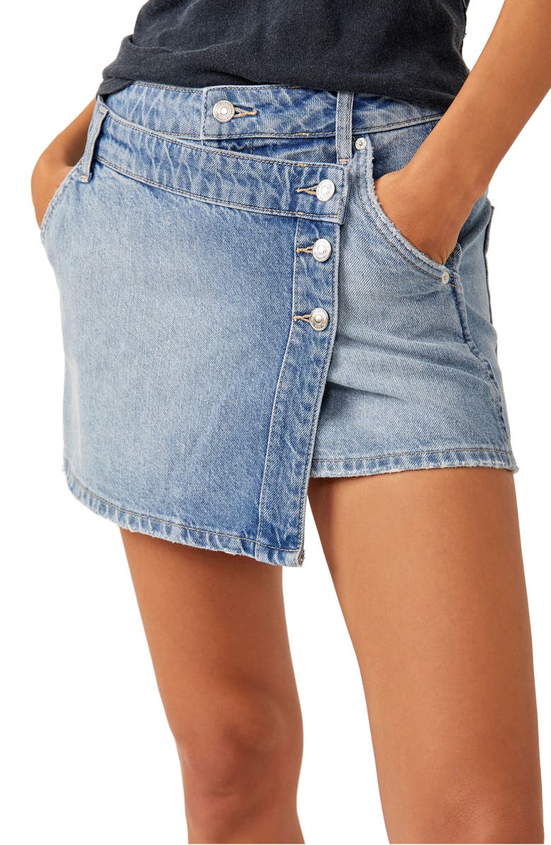 Free People Wynne Denim Skirt, Alternate, color, Light Indigo