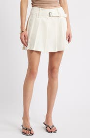 Open Edit Pleated Belted Miniskort
