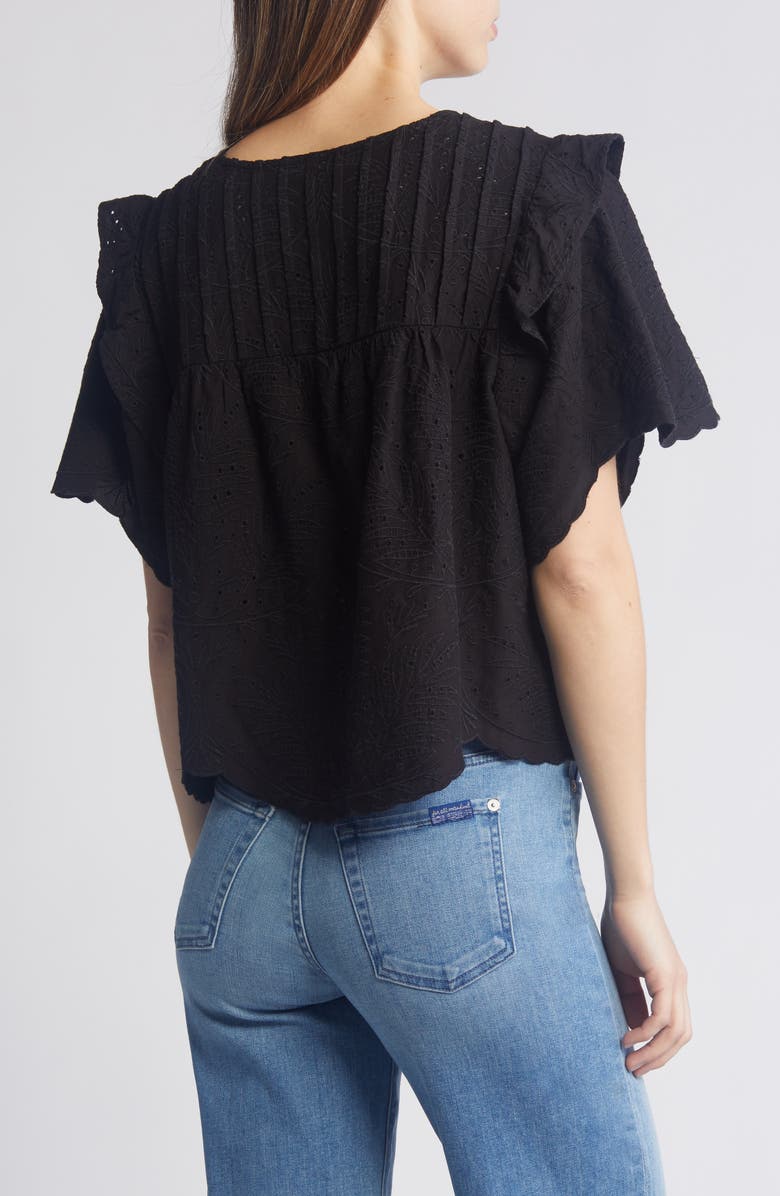 Wit & Wisdom Eyelet Ruffle Top, Alternate, color,