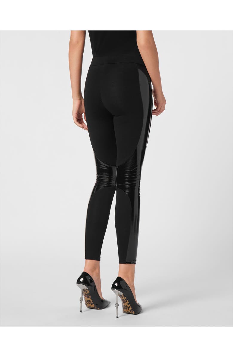 PHILIPP PLEIN Leggings With Latex Inserts Women, Alternate, color, Black