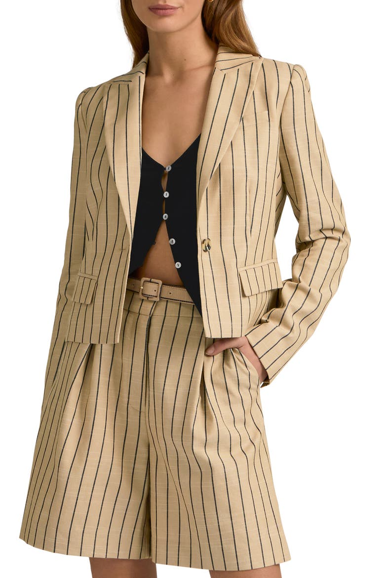 The Miranda Pinstripe Blazer, Main, color, BEIGE/ NAVY STRIPE