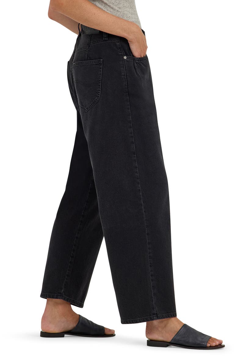 Button Fly High Waist Loose Fit Ankle Jeans, Alternate, color, DARK MEMORY