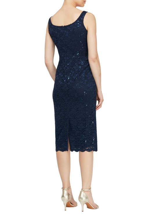 Sl Fashions 2-pc. Lace Jacket & Midi Dress Set In Blue
